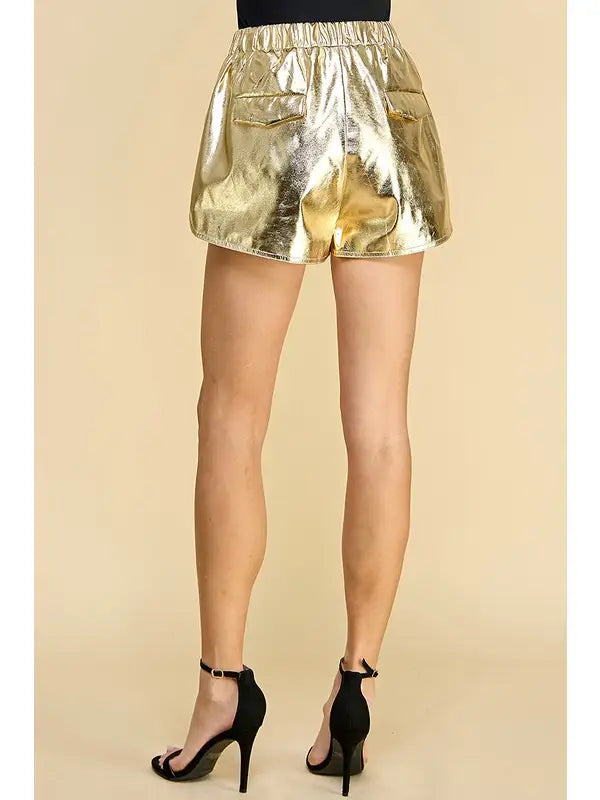 High Waisted Metallic Shorts