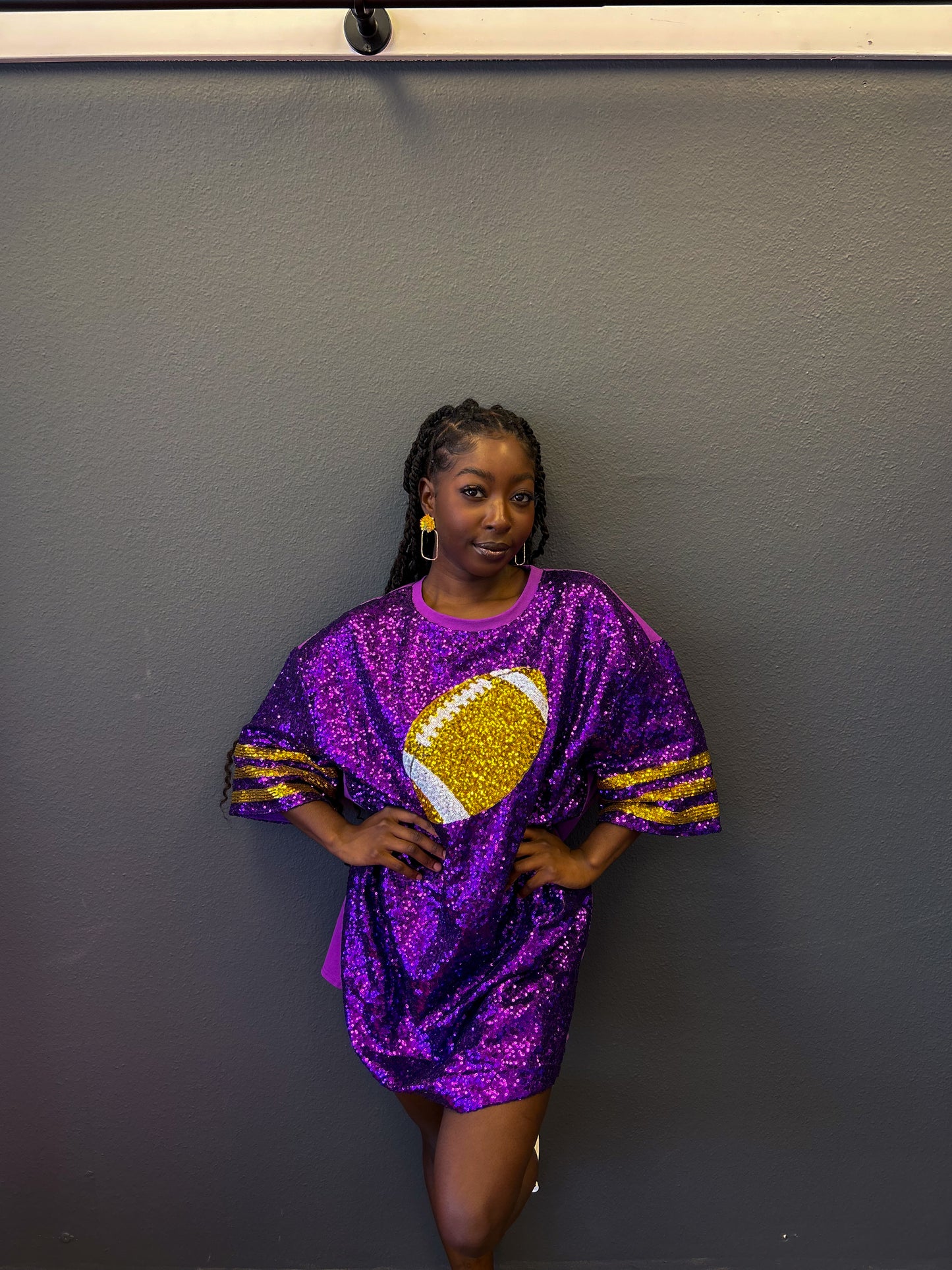 Game Day Football Sequin T-Shirt Dress