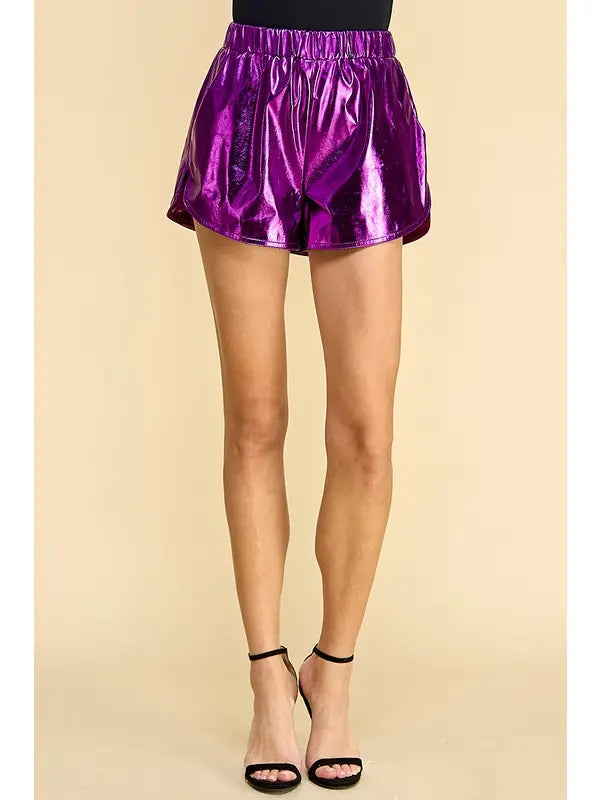 High Waisted Metallic Shorts