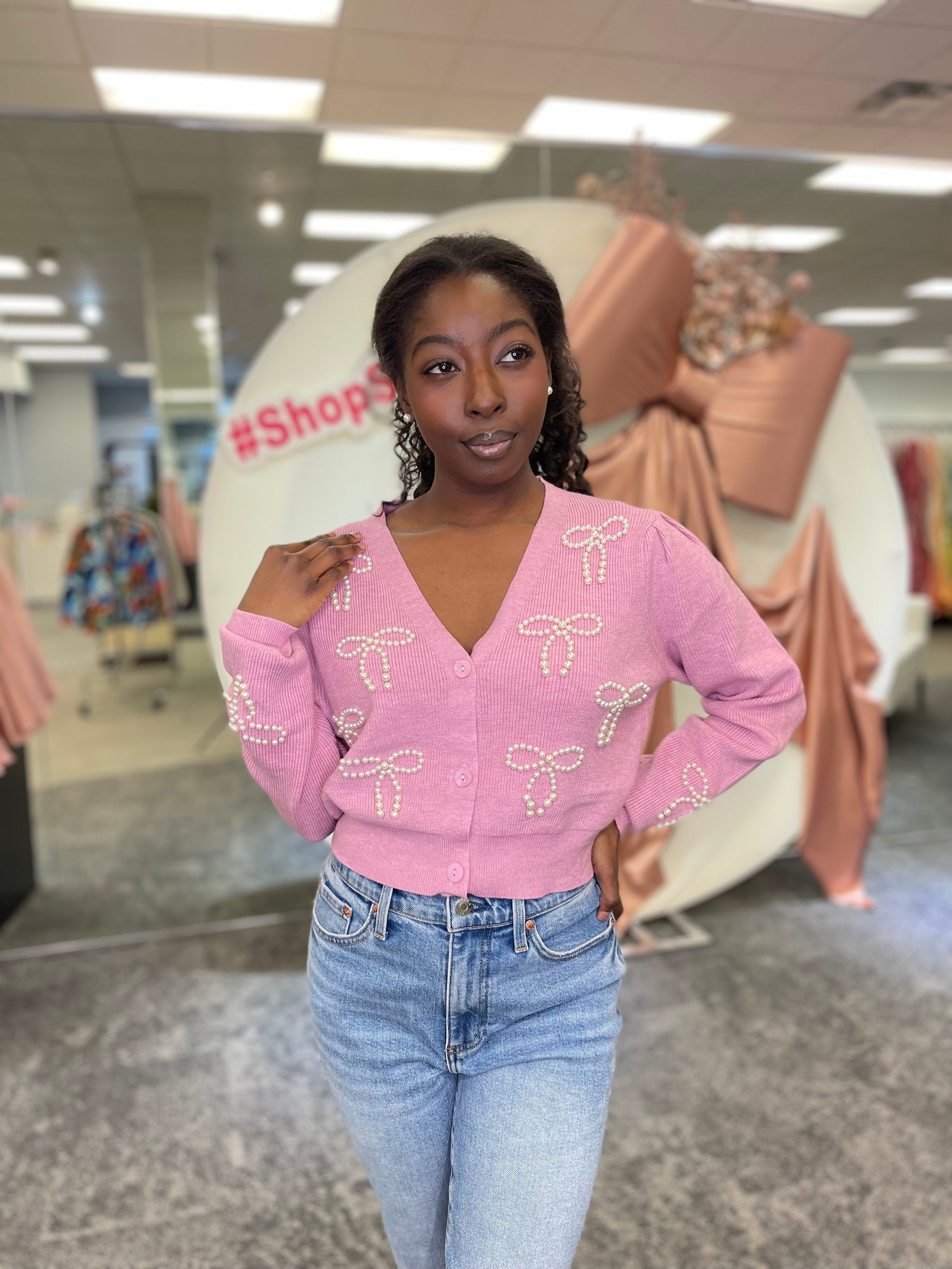Peach Love Pearl Bow Cardigan – Sloan's Formals & Boutique