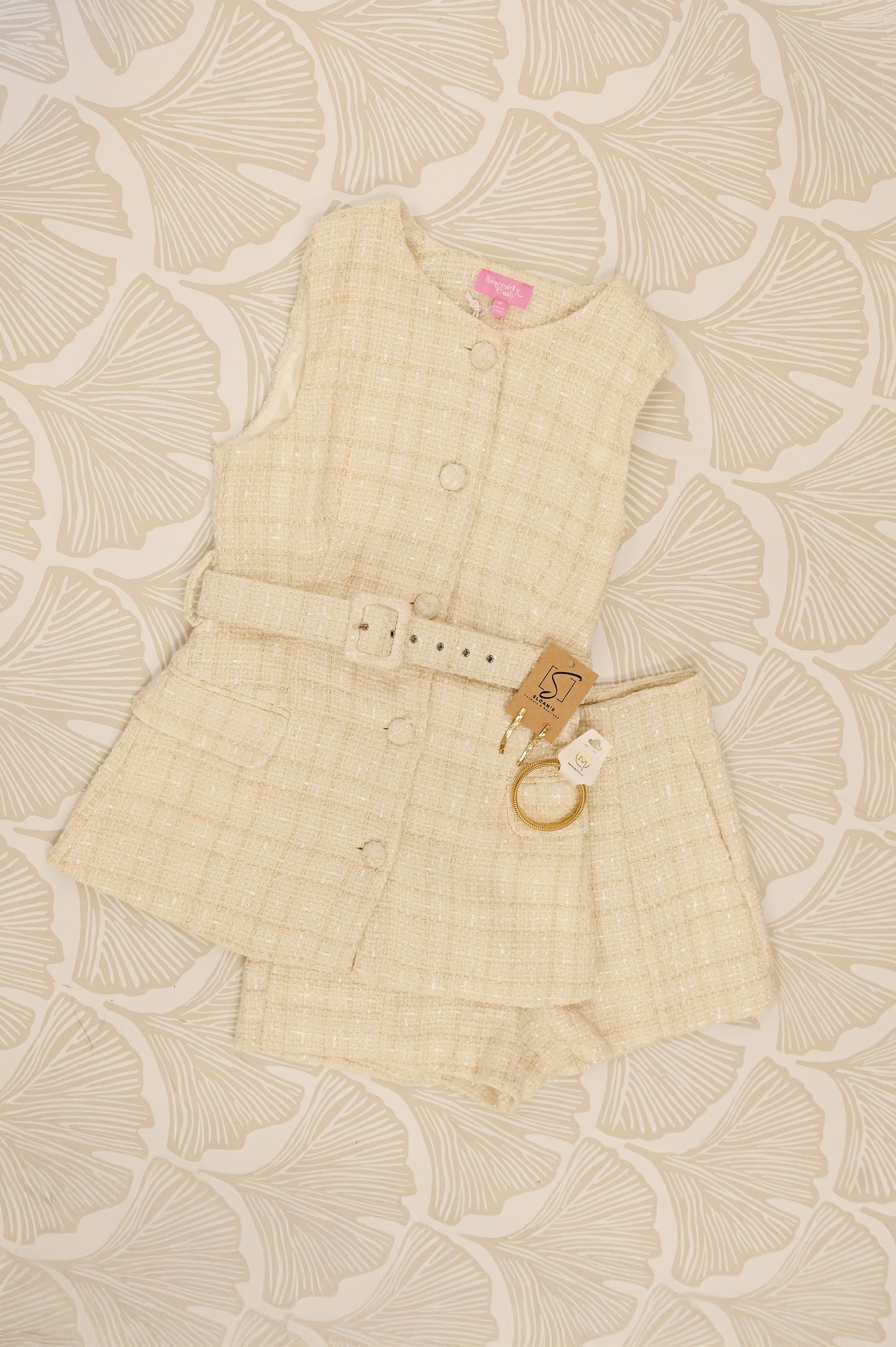 Tabitha Short- White Tweed