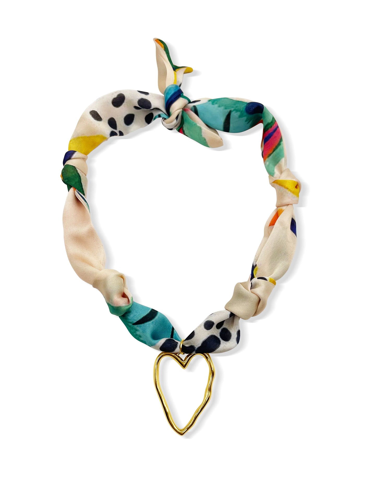 Open Heart Spotted Scarf Necklace