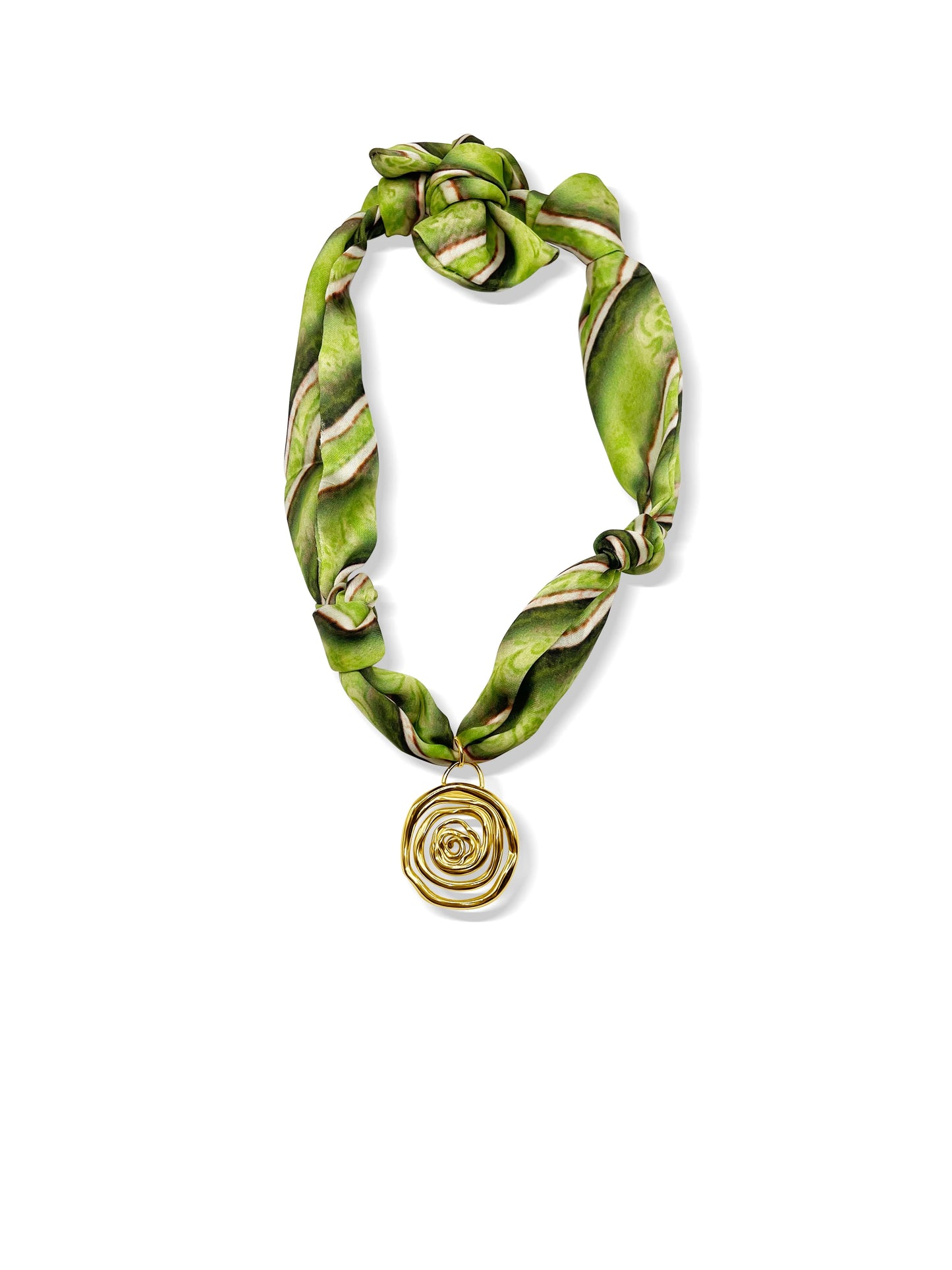 Jungle Green Swirl Scarf Necklace