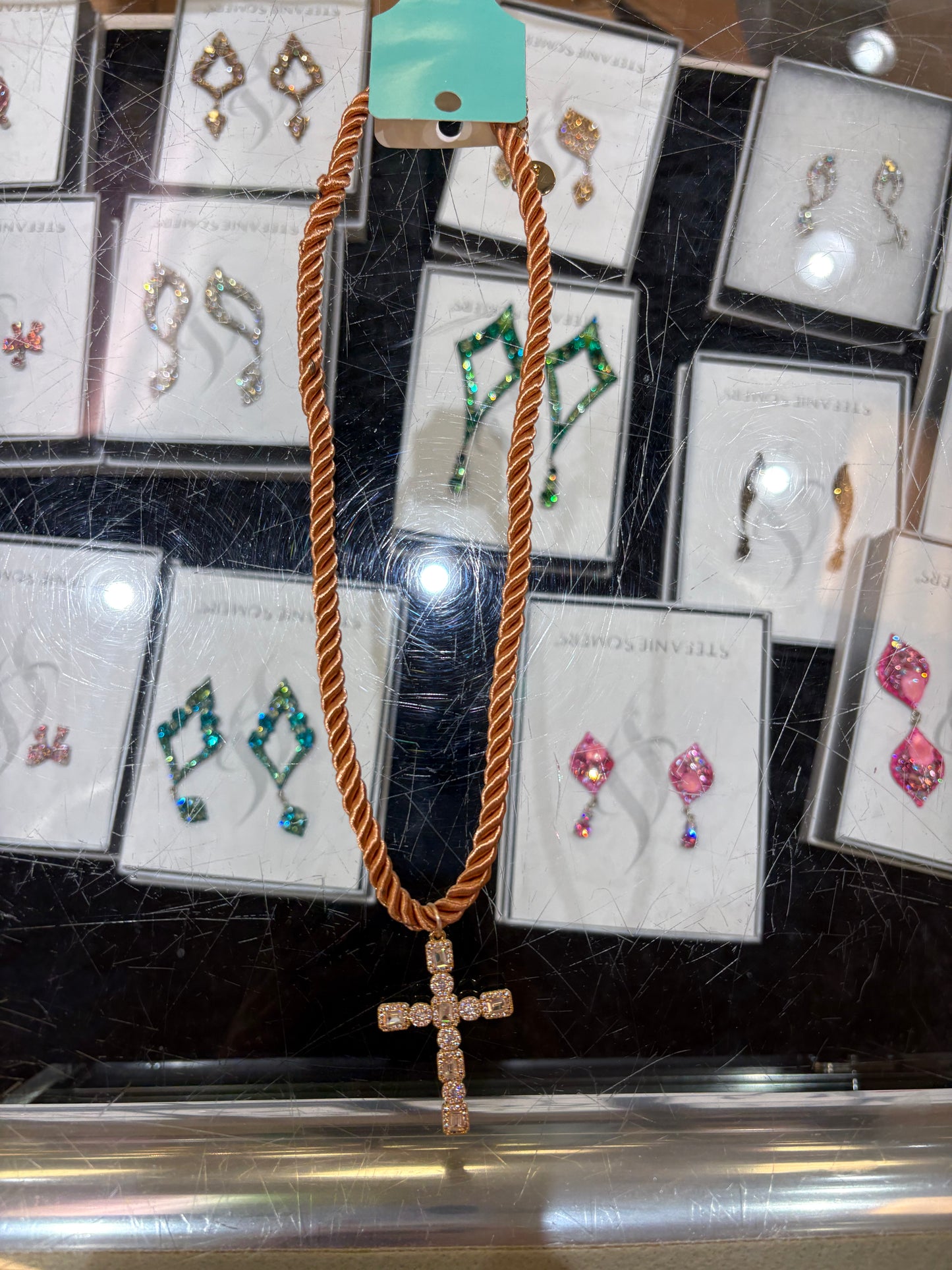 Copper Rope Necklace - CZ Cross