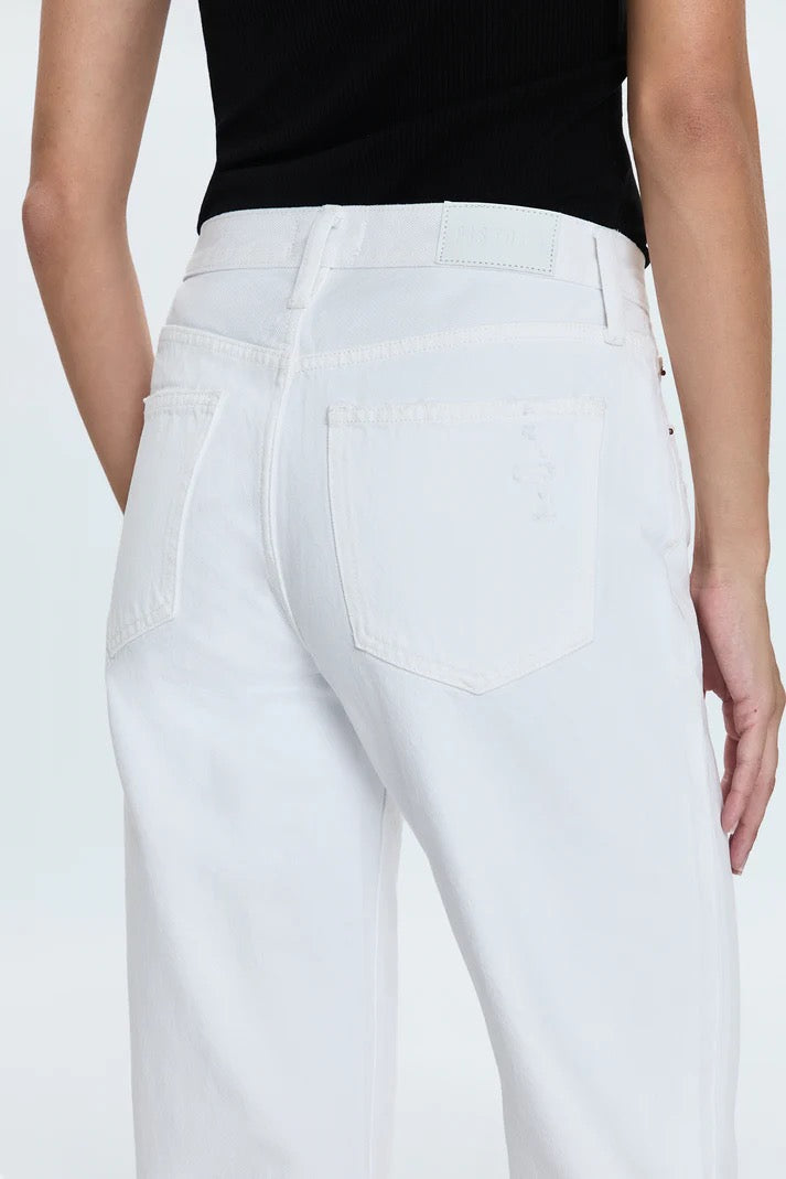 Back view of Pistola Lexi Luxe White trouser showing pocket and waist fit