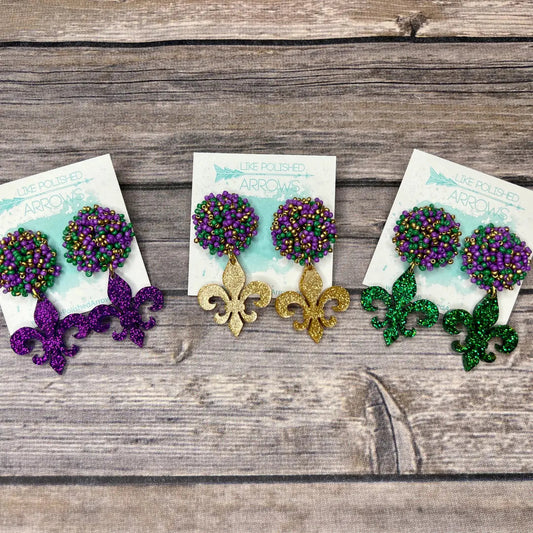 Beaded Fleur De Lis Earrings