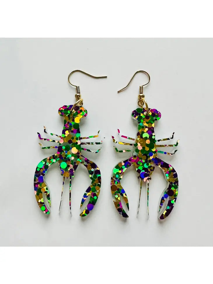 Mardi Gras Crawfish Earrings