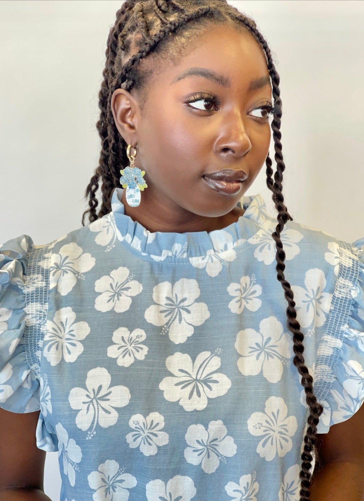 Sofia Enamel Hydrangea Ginger Jar Earrings