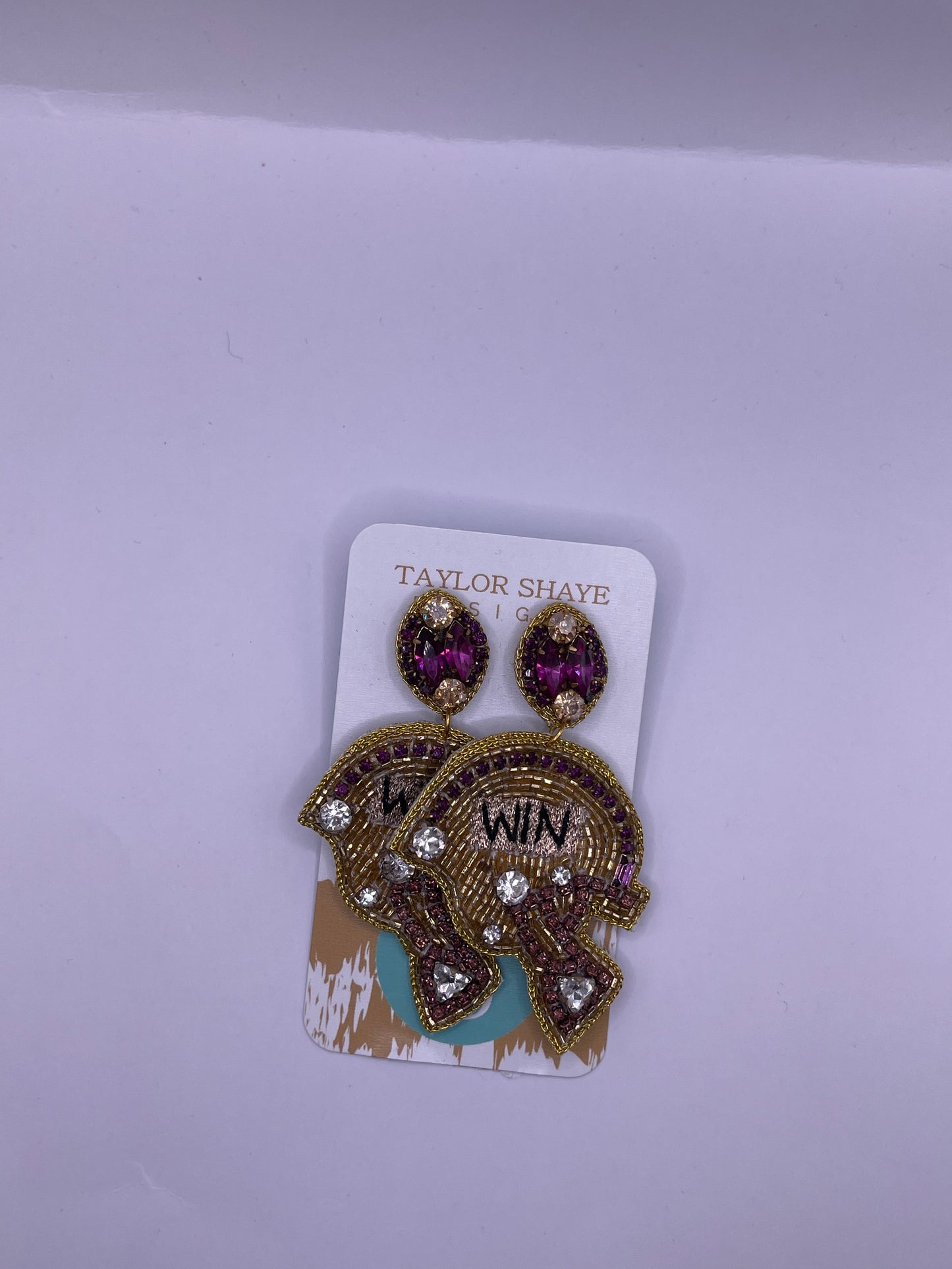 Purple & Gold Helmet Earrings