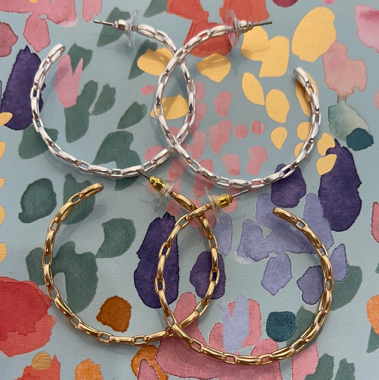 Matte Link Chain Hoop Earring