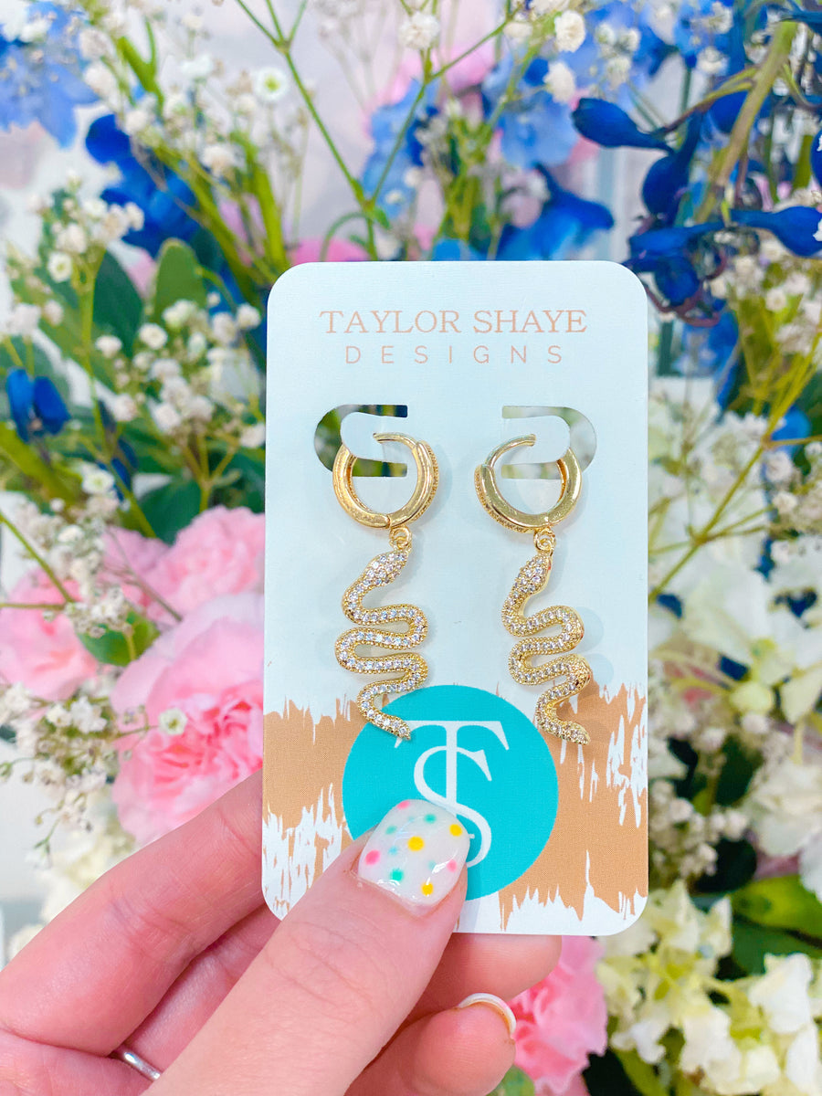 Slithery Snake Huggie Earrings, Gold