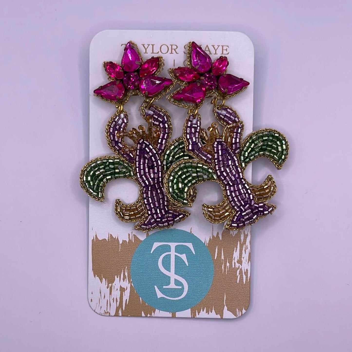Crawfish Mardi Gras Earrings