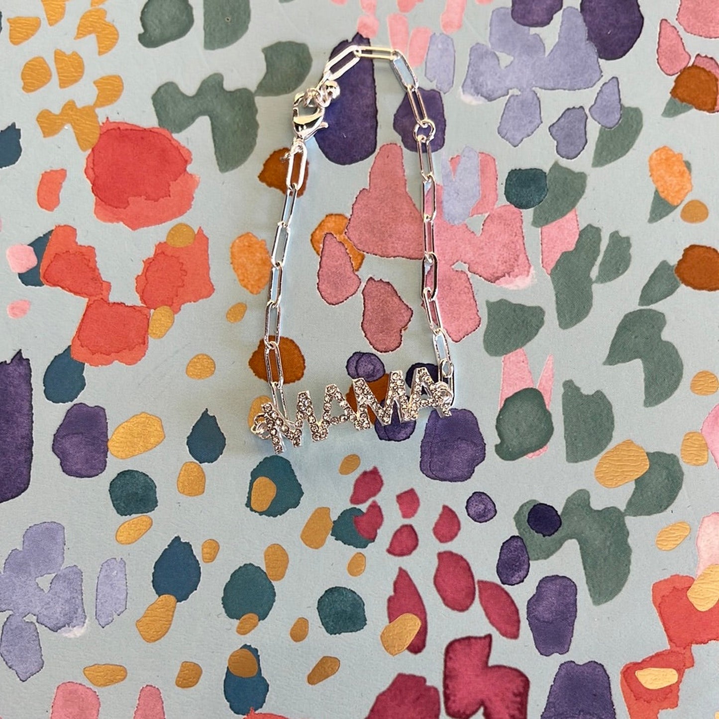 Silver Rhinestone Chain MAMA Bracelet