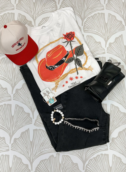 Cowboy Hat & Rose Tee