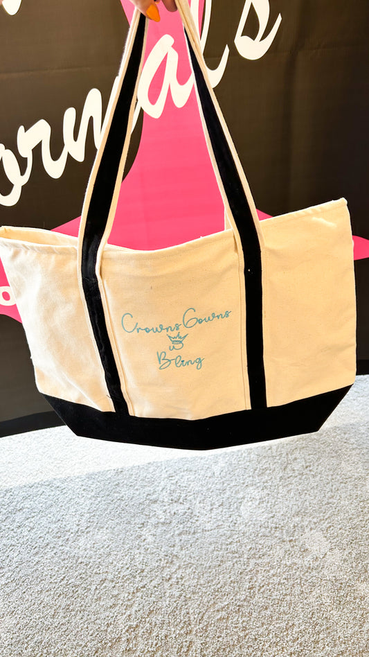 Gowns, Crowns, & Bling Canvas Boat Bag