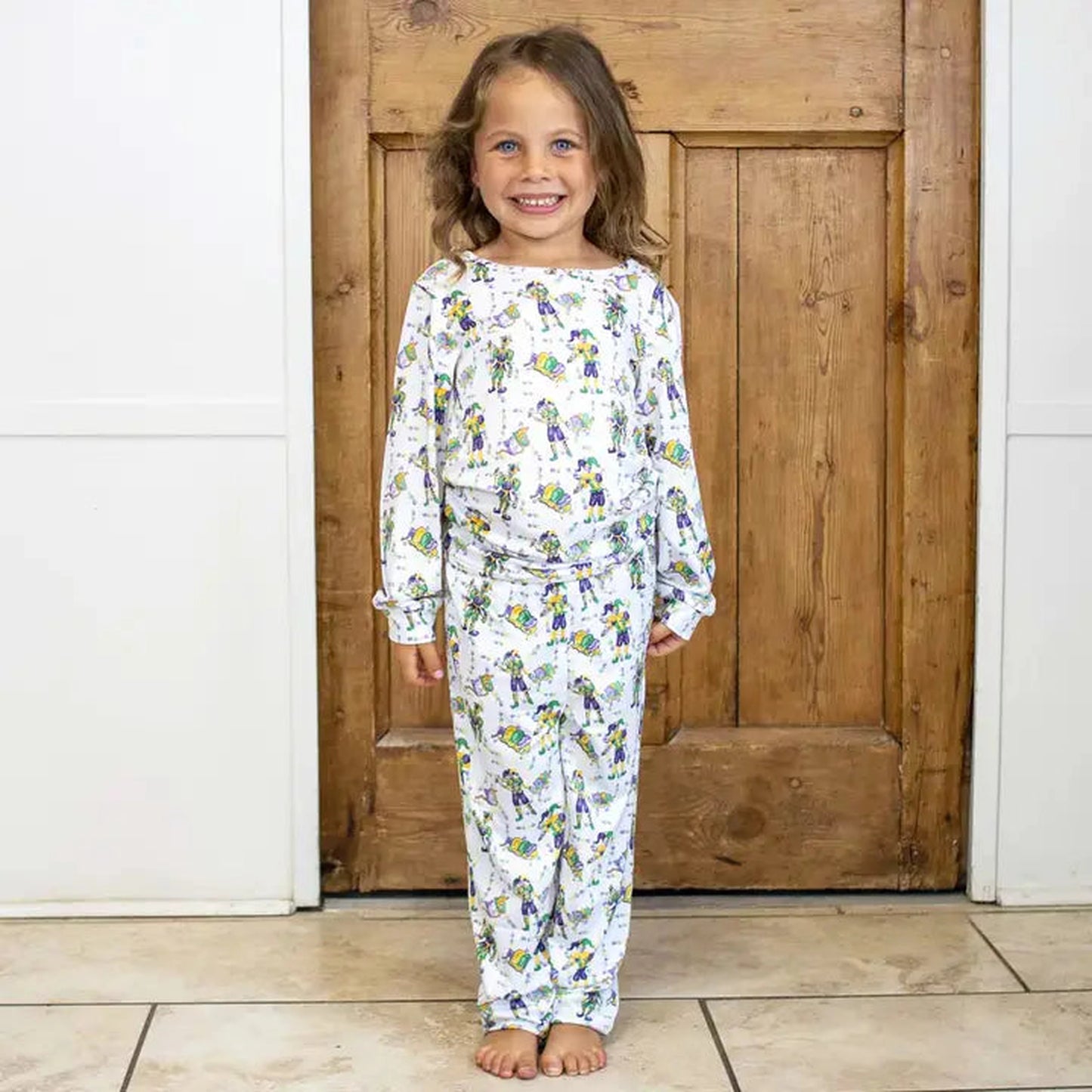 Kid's Mardi Jester Long Sleeve Pajamas