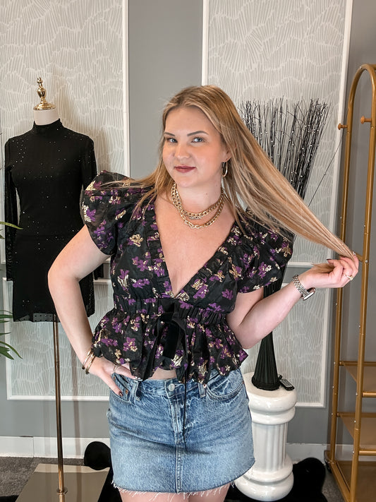 Nyx Petals Adelina Top – Purple/Gold