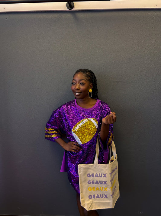 Game Day Football Sequin T-Shirt Dress