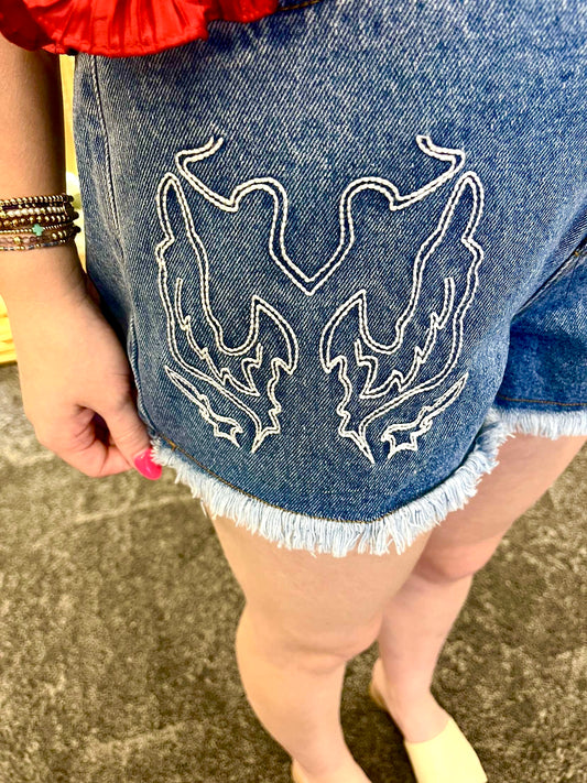 Boot Scoot Shorts-Denim