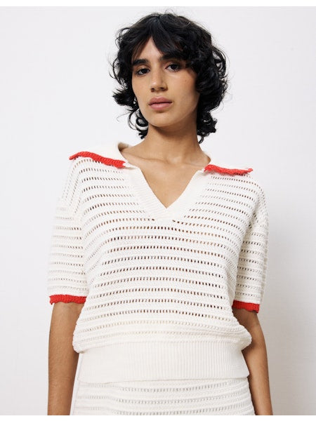 Sunset Sailor Top- White/Red