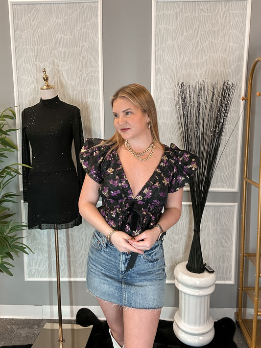 Nyx Petals Adelina Top – Purple/Gold