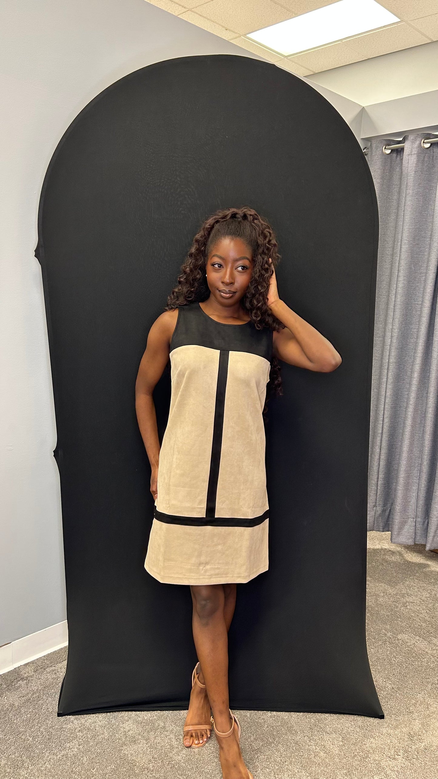 Suede Block Dress