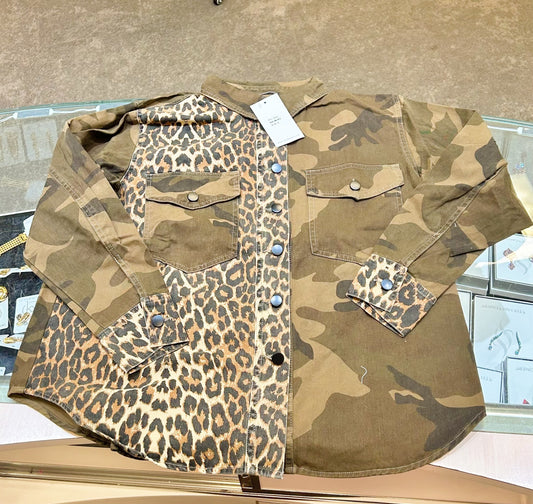 Camo Leopard Snap Jacket