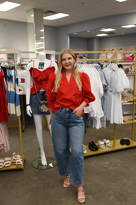Scarlet Ruffle Charm Top