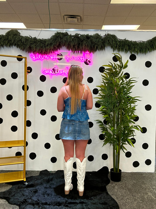 The Classic Blue Denim Skort