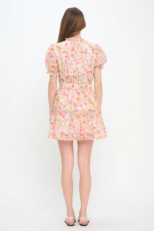 Pebble Blush Garden Short Dress- Floral