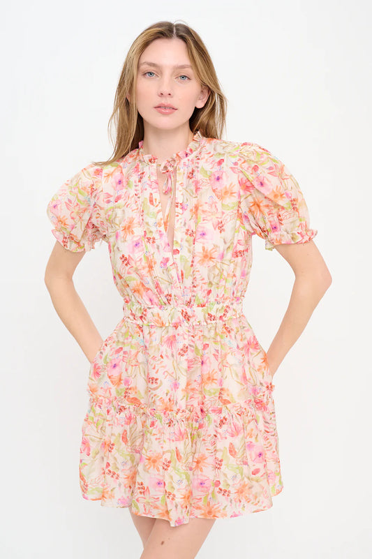 Pebble Blush Garden Short Dress- Floral