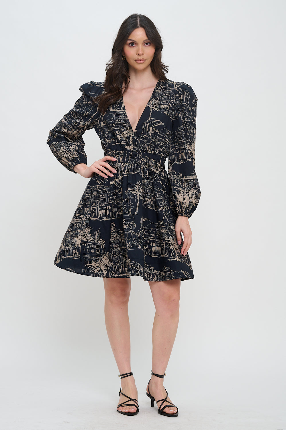 Santorini Midnight Sketch Short Dress