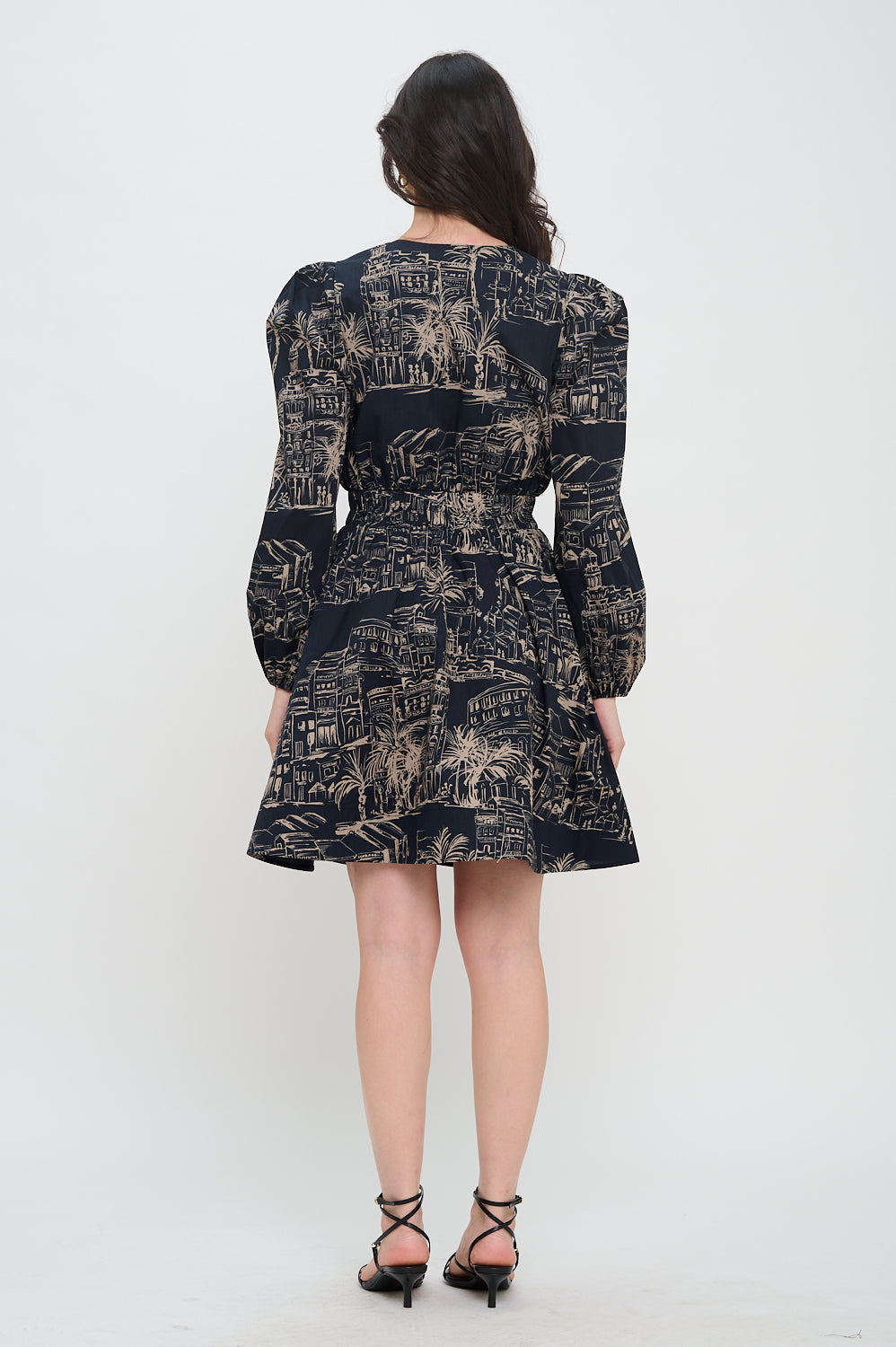Santorini Midnight Sketch Short Dress