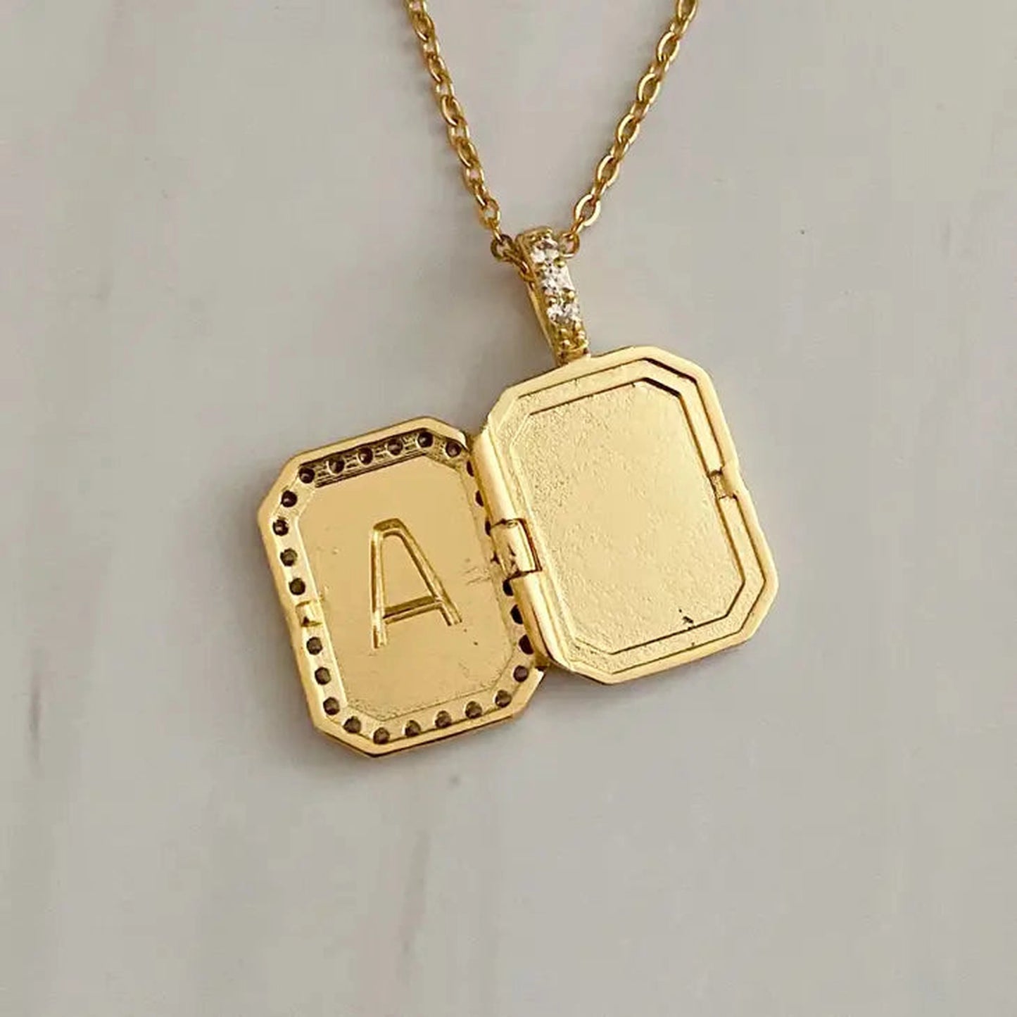 Initial Open Locket Necklace