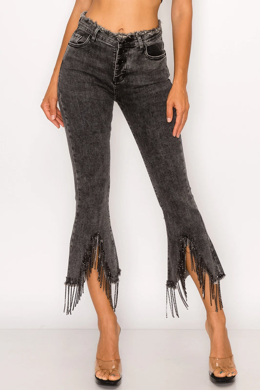 Rhinestone Daydream Pants, Charcoal