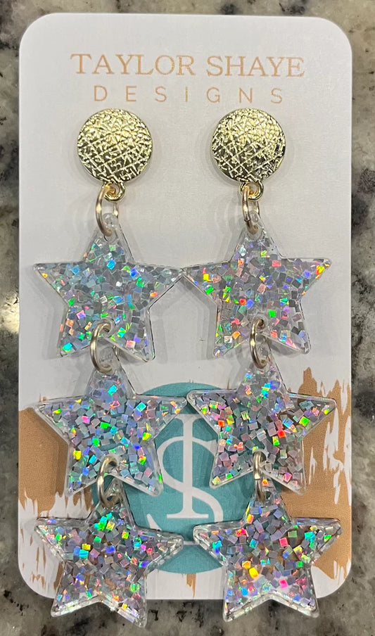 Triple Star Drop Earrings