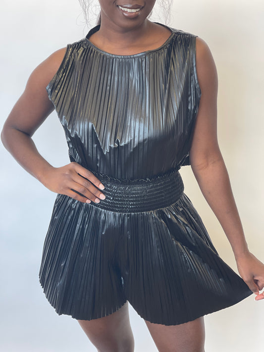 Crinkled Press Faux Leather Bottoms