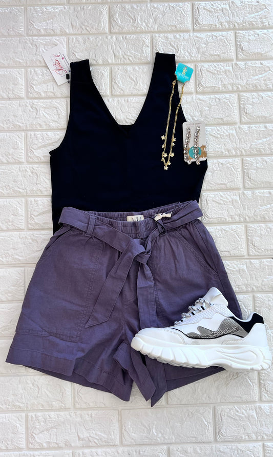 Amethyst Shorts, Purple Grey