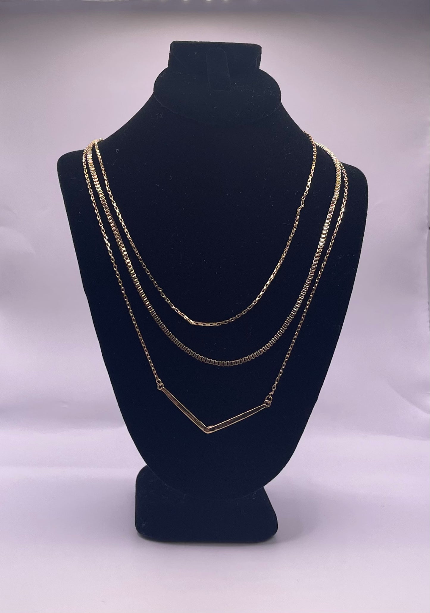 Three Layer V Shaped Necklace