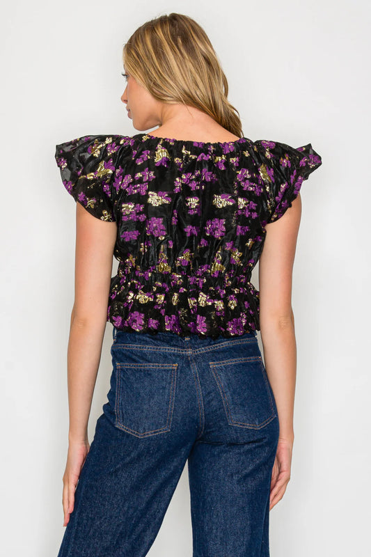 Nyx Petals Adelina Top – Purple/Gold