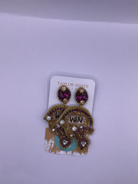 Purple & Gold Helmet Earrings