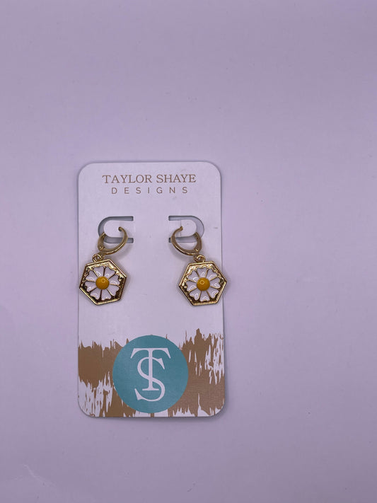 Daisy Drop Huggie Earrings