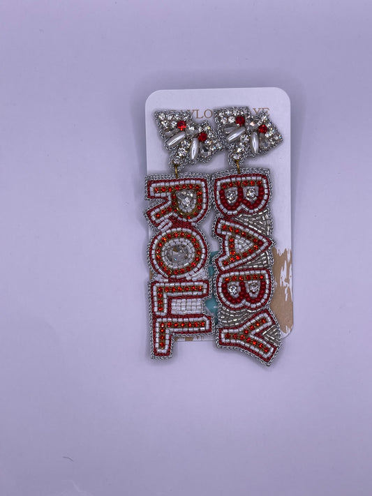 Roll Baby Earrings, Red/White