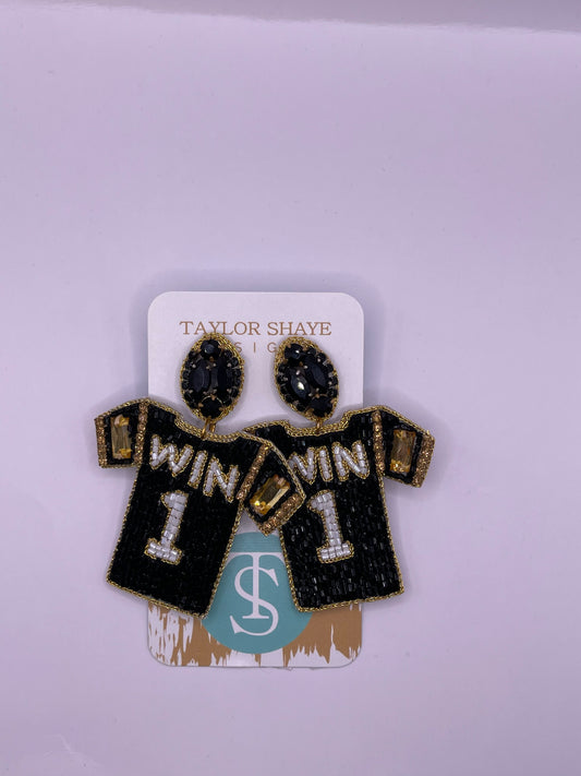 Black and Gold Jersey Earrings