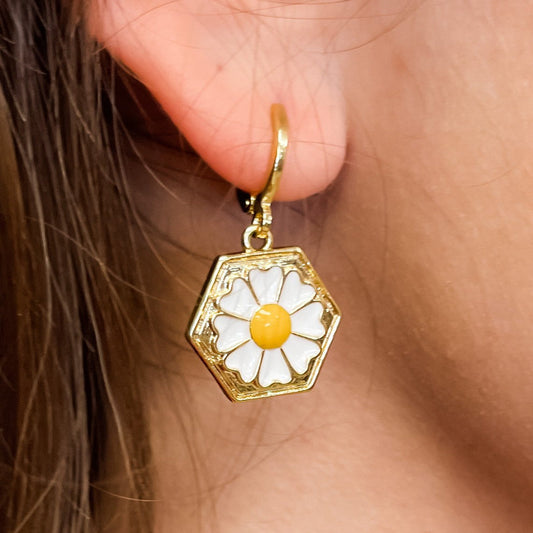 Daisy Drop Huggie Earrings