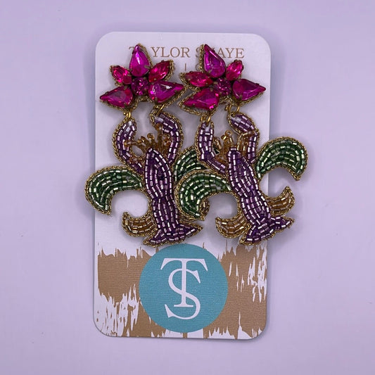 Crawfish Mardi Gras Earrings