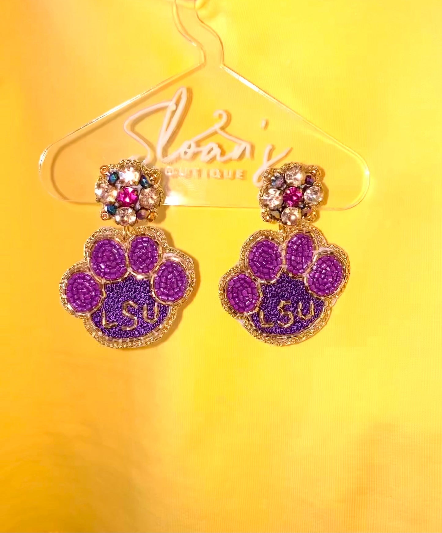 Paw Earrings, Purple