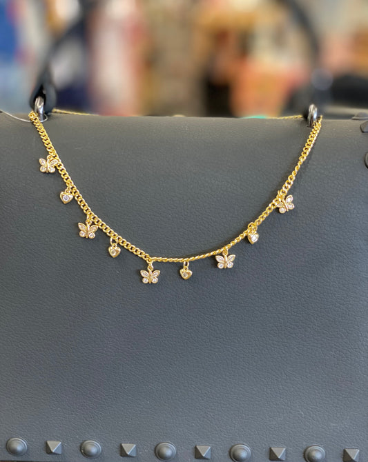 Multi butterfly heart necklace